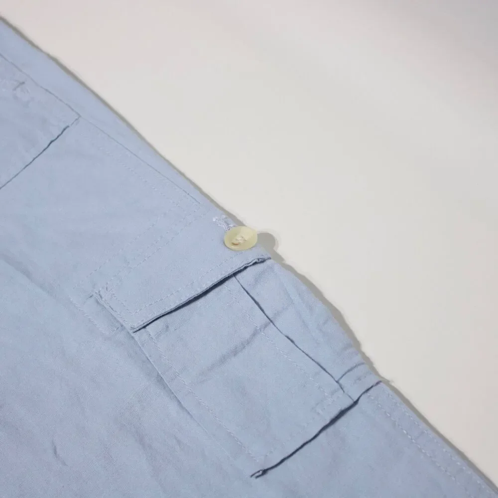 NWT Banana Republic Martin Fit Cargo Capri Pants Light Blue Linen Blend Women 12